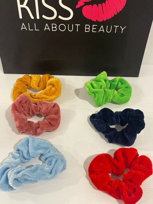 KISS Assorted Scrunchies<br><b style="color: #03236a;">JBAU411</b><br><b style="color: #03236a;">Lot of 6</b>