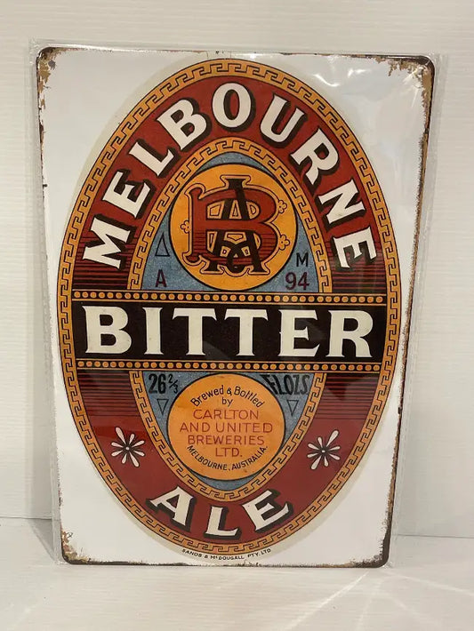Vintage Style Tin Sign Size A4<br><b style="color: #03236a;">3-322</b><br><b style="color: #03236a;">Melbourne Bitter</b>