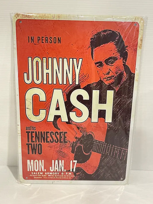 Vintage Style Tin Sign Size A4<br><b style="color: #03236a;">3-350</b><br><b style="color: #03236a;">Johnny Cash</b>