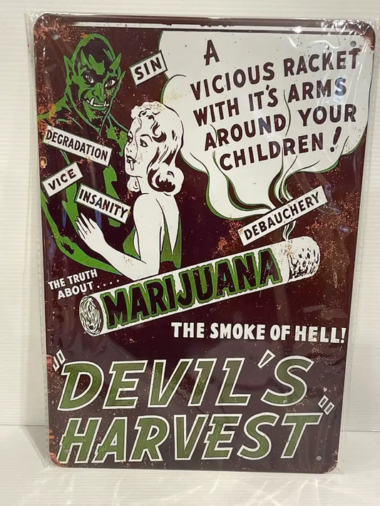 Vintage Style Tin Sign Size A4<br><b style="color: #03236a;">3-351</b><br><b style="color: #03236a;">Marijuana</b>