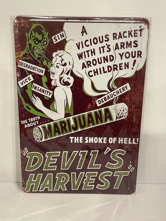 Vintage Style Tin Sign Size A4<br><b style="color: #03236a;">JBAU1663</b><br><b style="color: #03236a;">Marijuana</b>