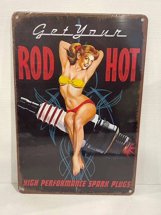 Vintage Style Tin Sign Size A4<br><b style="color: #03236a;">JBAU1667</b><br><b style="color: #03236a;">Rod Hot</b>
