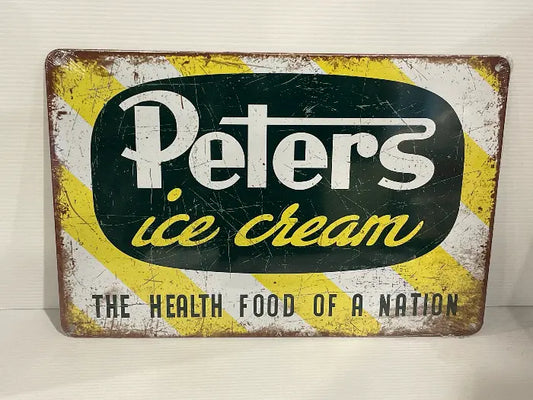 Vintage Style Tin Sign Size A4<br><b style="color: #03236a;">JBAU1670</b><br><b style="color: #03236a;">Peters Ice Cream</b>