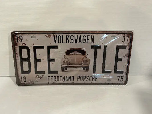 Vintage Style Tin Number Plate Sign<br><b style="color: #03236a;">JBAU667</b><br><b style="color: #03236a;">Volkswagen</b>
