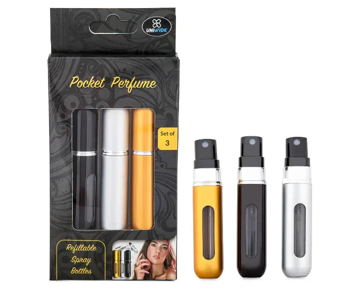 Pocket Perfume Refillable Spray Bottle 5mL<br><b style="color: #03236a;">JBAU1478</b><Br><b style="color: #03236a;">Pack of 3</b>