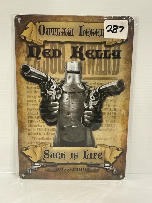 Vintage Style Tin Sign<br><b style="color: #03236a;">JBAU287</b><br><b style="color: #03236a;">Ned Kelly</b>