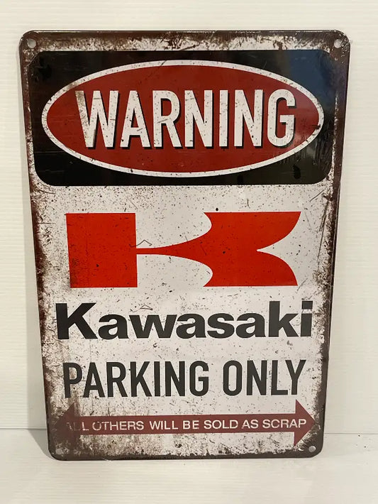 Vintage Style Tin Sign Size A4<br><b style="color: #03236a;">JBAU763</b><br><b style="color: #03236a;">Kawasaki</b>