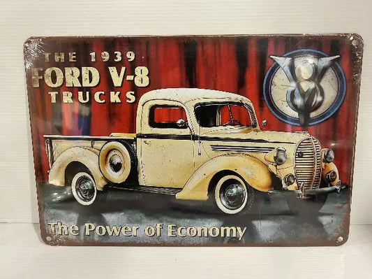 Vintage Style Tin Sign Size A4<br><b style="color: #03236a;">JBAU765</b><br><b style="color: #03236a;">Ford V8</b>