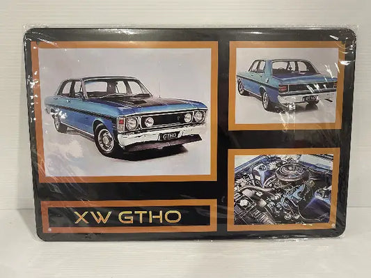 Vintage Style Tin Sign Size A4<br><b style="color: #03236a;">JBAU799</b><br><b style="color: #03236a;">XW GTHO FALCON</b>