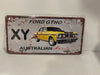 Vintage Style Number Plate Tin Sign<br><b style="color: #03236a;">JBAU808</b><br><b style="color: #03236a;">XY Falcon</b>