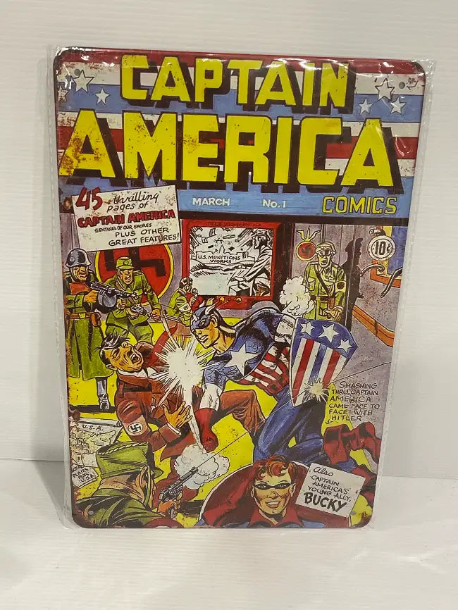 Vintage Style Tin Sign Size A4<br><b style="color: #03236a;">JBAU852</b><br><b style="color: #03236a;">Captain America</b>