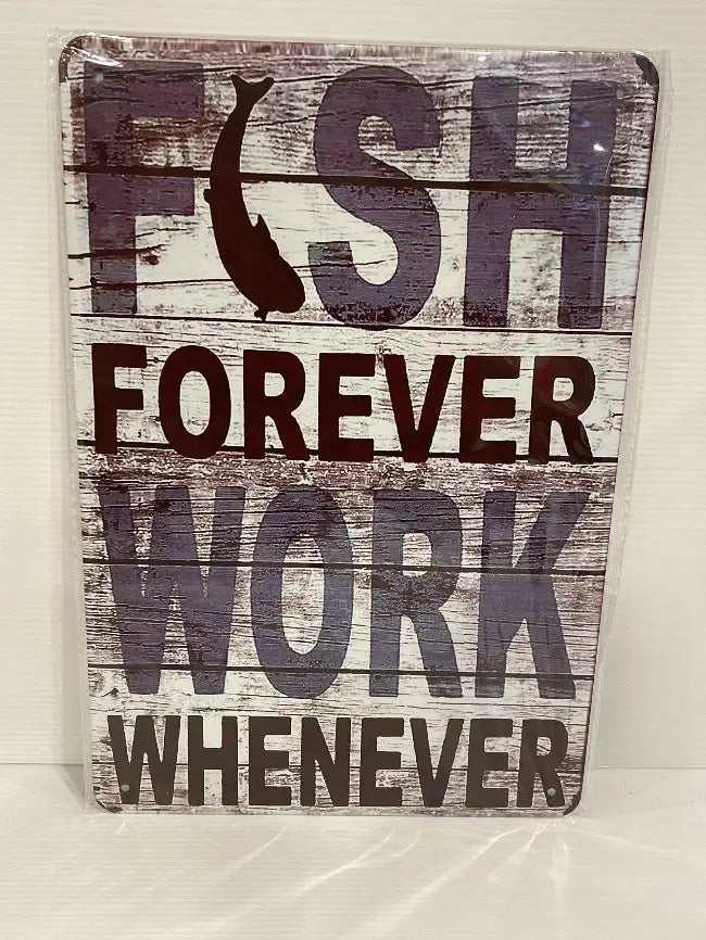 Vintage Style Tin Sign Size A4<br><b style="color: #03236a;">JBAU1020</b><br><b style="color: #03236a;">Fish Forever</b>
