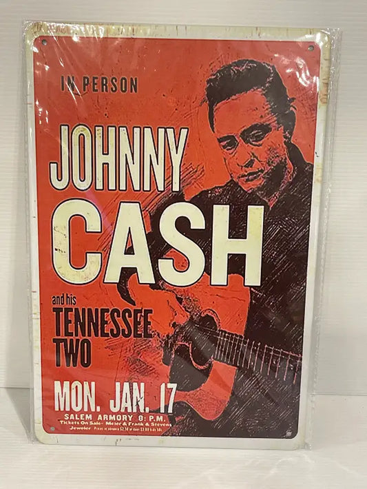 Vintage Style Tin Sign Size A4<br><b style="color: #03236a;">JBAU1031</b><Br><b style="color: #03236a;">Johnny Cash</b>