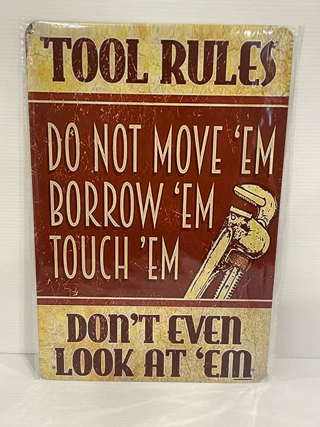 Vintage Style Tin Sign Size A4<br><b style="color: #03236a;">JBAU1036</b><Br><b style="color: #03236a;">Tool Rules</b>