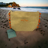 Lazy Days Beach Clutch Bag<br><b style="color: #03236a;">JBAU1452</b><br><b style="color: #03236a;">Orange Pom Poms</b>
