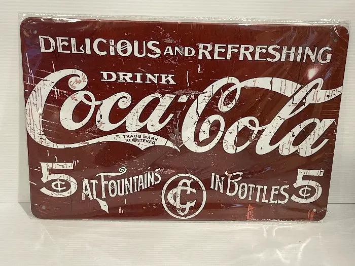 Vintage Style Tin Sign Size A4<br><b style="color: #03236a;">JBAU1509</b><br><b style="color: #03236a;">Coca Cola</b>