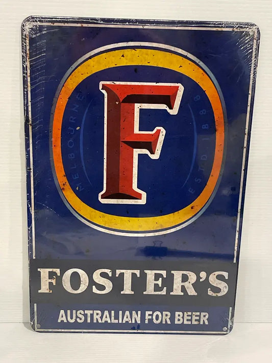 Vintage Style Tin Sign Size A4<br><b style="color: #03236a;">JBAU1664</b><br><b style="color: #03236a;">Fosters</b>