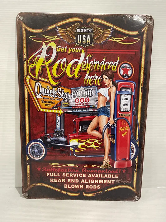 Vintage Style Tin Sign Size A4<br><b style="color: #03236a;">JBAU1666</b><br><b style="color: #03236a;">Hot Rod</b>