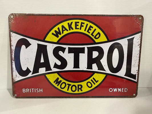 Vintage Style Tin Sign Size A4<br><b style="color: #03236a;">JBAU1671</b><br><b style="color: #03236a;">Castrol</b>