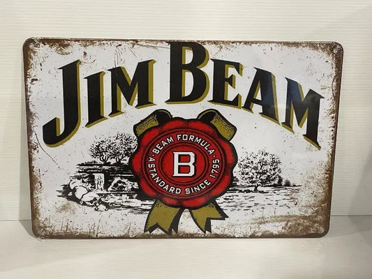 Vintage Style Tin Sign Size A4<br><b style="color: #03236a;">JBAU1681</b><br><b style="color: #03236a;">Jim Beam</b>