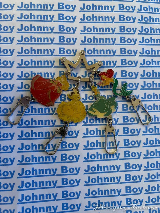 Disney Princesses Metal Charm Key Chain Belle Cinderella Ariel Sleeping Beauty