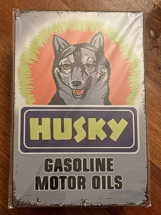 Vintage Style Tin Sign Size A4<br><b style="color: #03236a;">2-143</b><br><b style="color: #03236a;">Husky Motors</b>