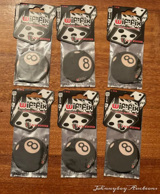 6 x Lot of 8 Ball Car Air Freshener<br><b style="color: #03236a;">3-412</b><br><b style="color: #03236a;">Fragrance - Black Winter</b>