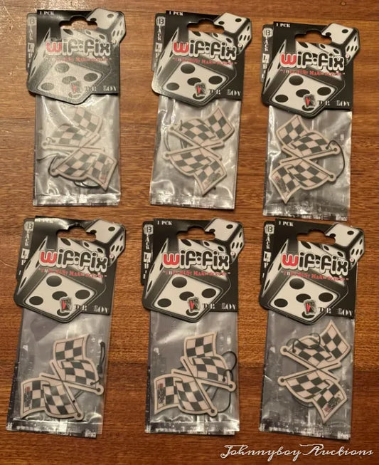6 x Lot of Checkered Flag Car Air Fresheners <br><b style="color: #03236a;">3-414</b><br><b style="color: #03236a;"> Fragrance - Watermelon</b>