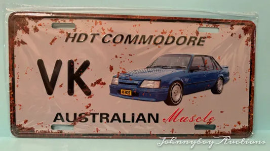 Vintage Style Tin Number Plate Sign (VK Commodore)<br><b style="color: #03236a;">5-612</b><br><b style="color: #03236a;">VK Commodore</b>