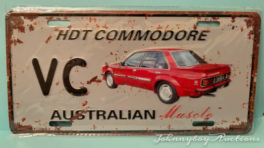 Vintage Style Tin Number Plate Sign (VC Commodore)<br><b style="color: #03236a;">5-613</b><br><b style="color: #03236a;">VC Commodore</b>