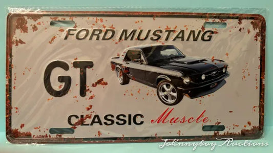 Vintage Style Tin Number Plate Sign (GT Mustang )<br><b style="color: #03236a;">5-615</b><br><b style="color: #03236a;">GT Mustang </b>