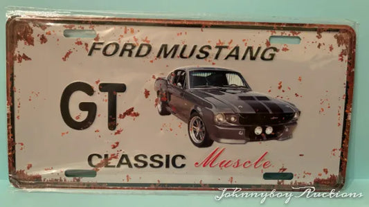 Vintage Style Tin Number Plate Sign ( GT Ford Mustang )<br><b style="color: #03236a;">5-599</b><br><b style="color: #03236a;"> ( GT Ford Mustang ) </b>