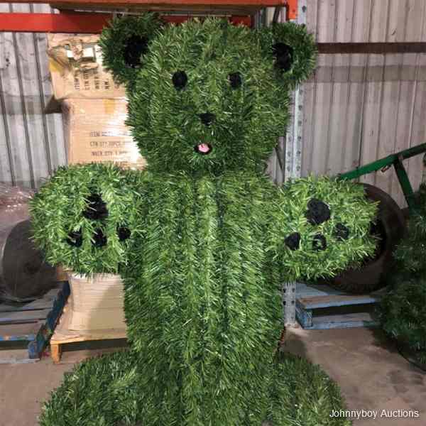 Very Large Teddy Bear Steel Framed Topiary Synthetic Green Grass Sculpture