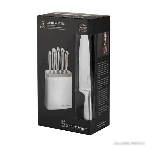 Stanley Rogers White & Steel 6 Piece Knife Block <br><br><b style="color: #03236a;">RRP $199.00</b>