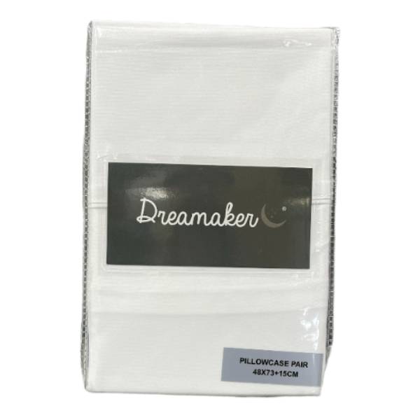Dreamaker 1000Tc Cotton Sateen Standard Pillowcase Twin Pack White<Br><b style="color: #03236a;">RRP $39.00</b>
