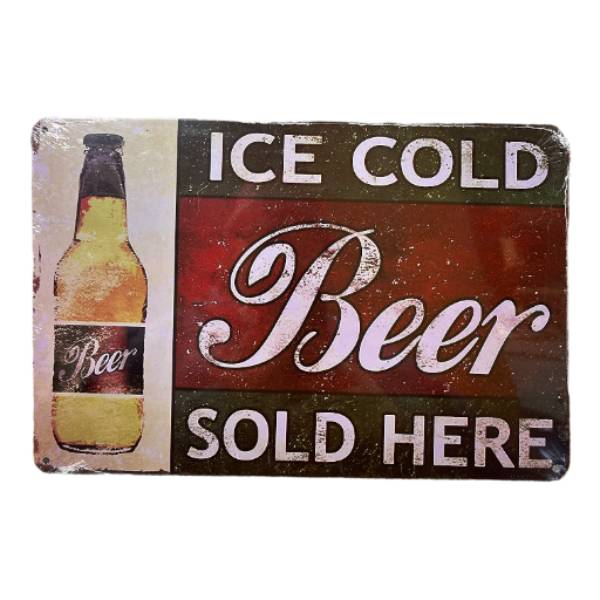 Vintage Style Tin Sign Size A4<br><Br><b style="color: #03236a;">Beer</b>