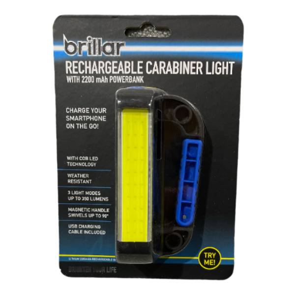 Rechargeable Power Bank & LED Light<br><Br><b style="color: #03236a;">Carabiner Light</b>