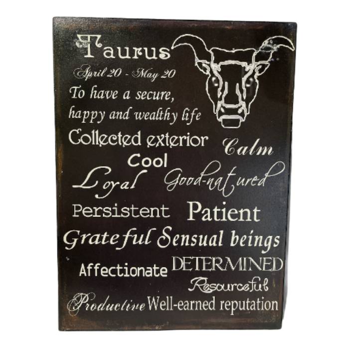 Horoscope Vintage Style A3 Tin Sign<br><Br><b style="color: #03236b;">Taurus</b>
