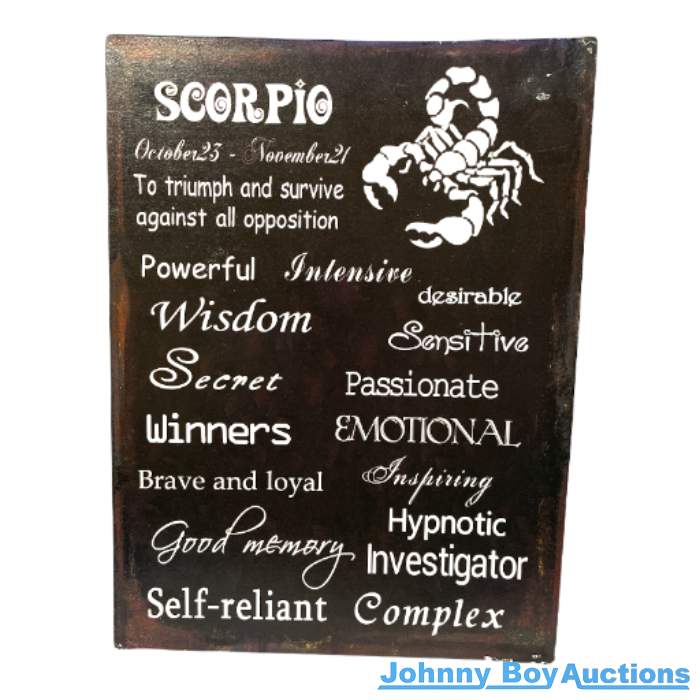 Vintage Style A3 Tin Sign<br><Br><b style="color: #03236b;">Scorpio</b>