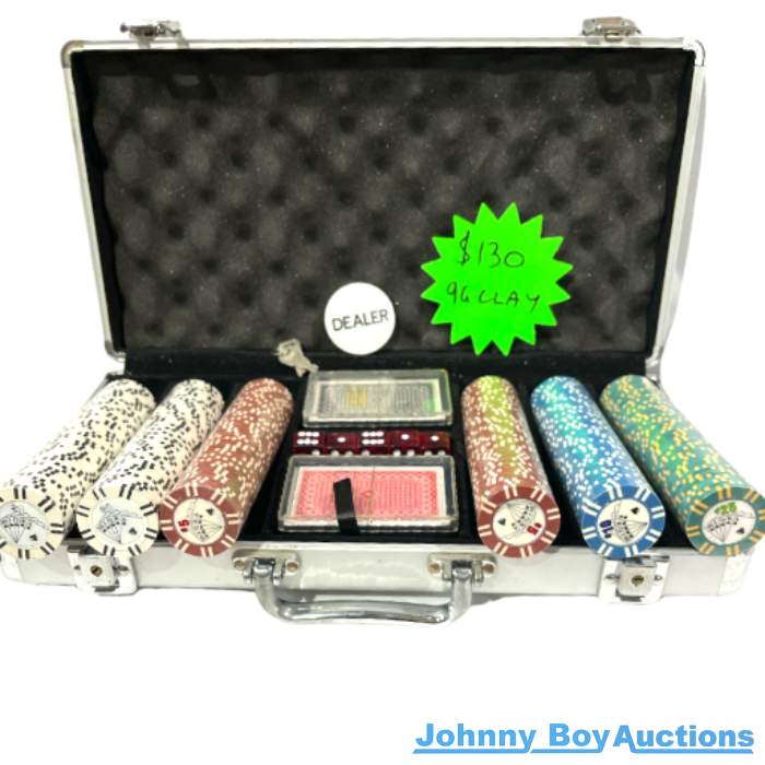 Poker Set with 9G Clay Cips<br><Br><b style="color: #03236a;">RRP $130</b>