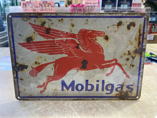 Vintage Style Tin Sign Size A4<br><b style="color: #03236a;">JBAU783</b><Br><b style="color: #03236a;">Mobilgas</b>