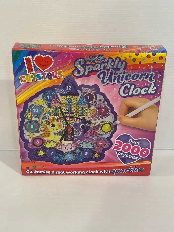 Sparkly Unicorn Clock<br><b style="color: #03236a;">JBAU1590</b><br><b style="color: #03236a;">Over 2000 Crystals</b>