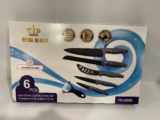 6 Pcs Knife Set (Non-Stick Coating) Anti-bacterial Coated Blades<br><b style="color: #03236a;">JBAU897</b><br><b style="color: #03236a;"> Anti-bacterial</b>