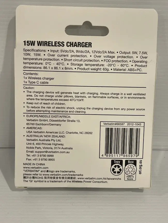 Verbatim 15w Wireless Charger Space Grey<br><b style="color: #03236a;">JBAU1080</b>