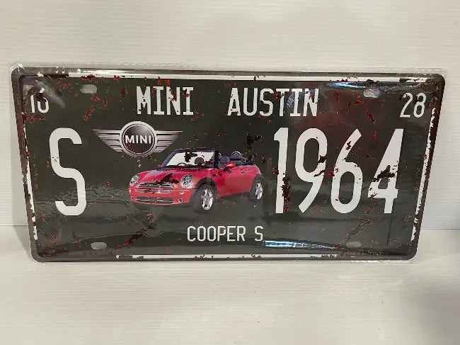 Vintage Style Tin Number Plate Sign<br><b style="color: #03236a;">JBAU843</b><br><b style="color: #03236a;">Mini</b>