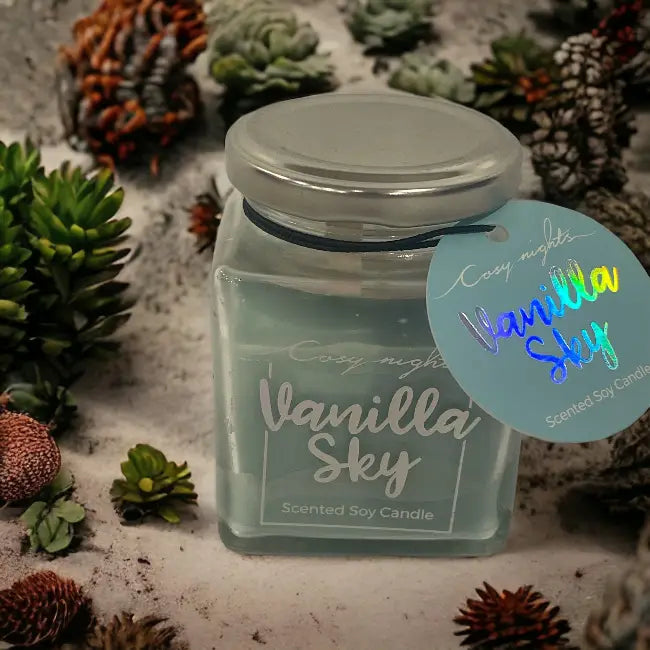 Cosy Nights Soy Candle<br><b style="color: #03236a;">JBAU1445</b><br><b style="color: #03236a;">Vanilla Sky</b>
